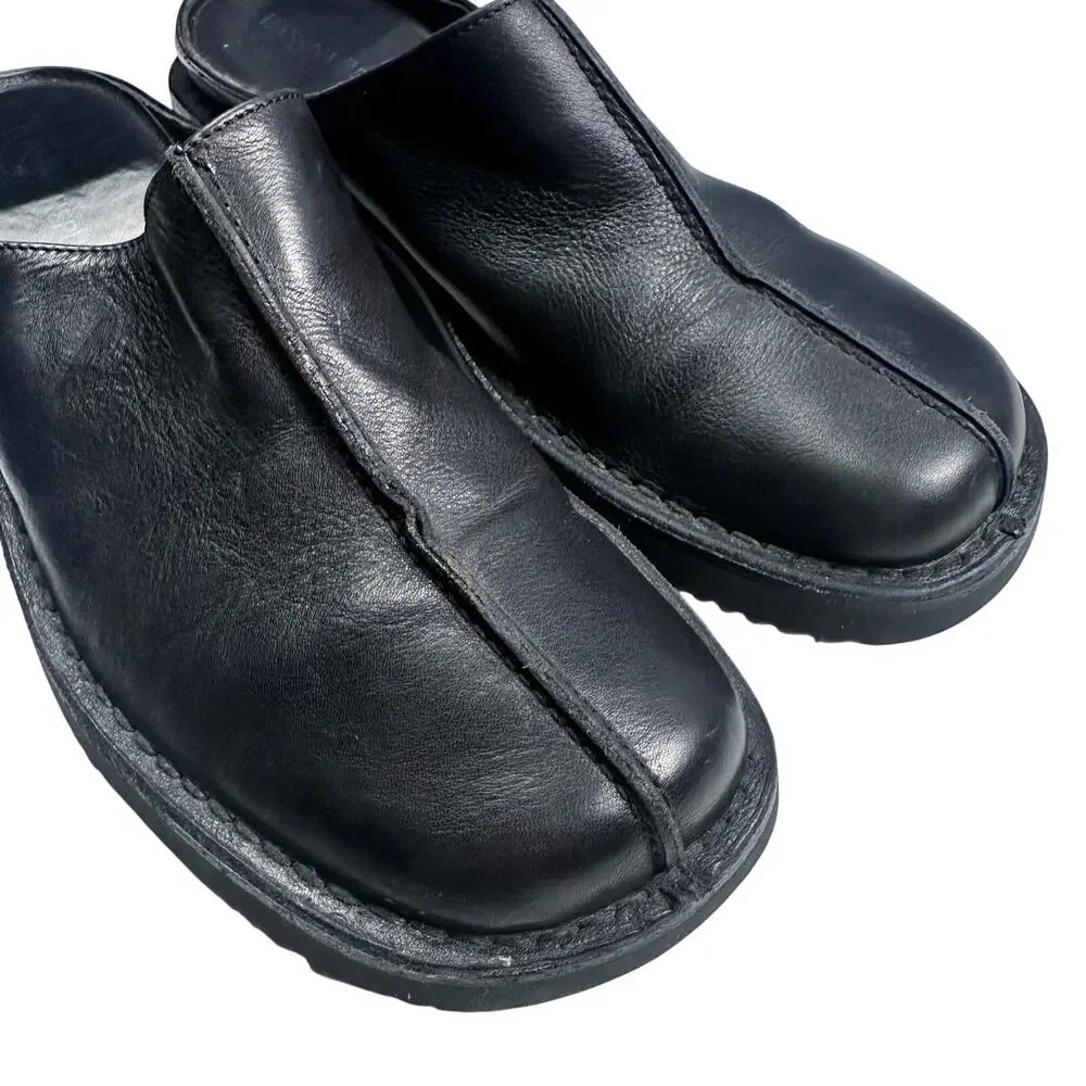 Banana Republic | Men | Classic Black Seamed Slip On Leather Clog Mules | 10 D